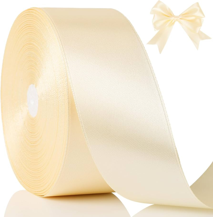 NESCCI 100 Yards Ribbon,1-1/2 Inch Ivory Satin Ribbon,Single Face Satin Ribbons,Perfect for Gift ... | Amazon (US)