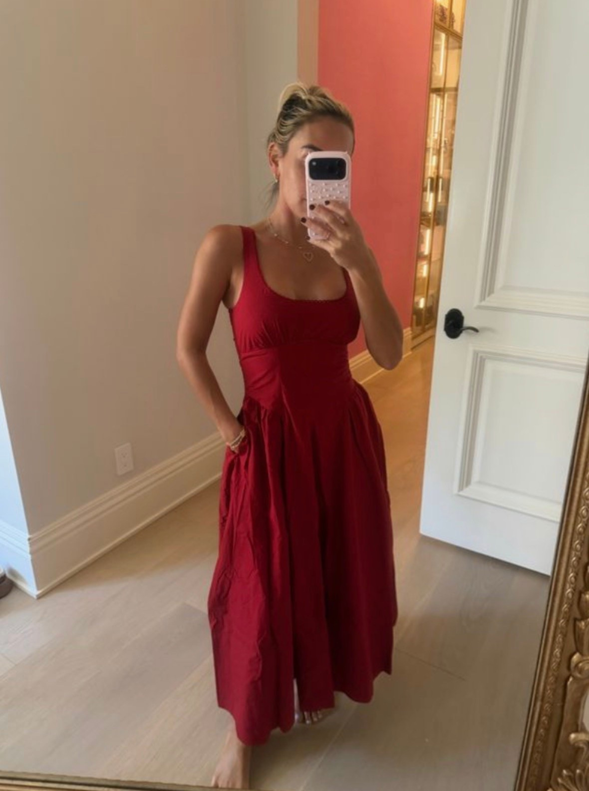 red maxi dress