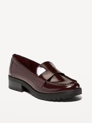 Faux-Leather Chunky-Heel Loafer Shoes for Women | Old Navy (US)