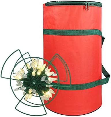 Sattiyrch Christmas Light Storage Bag - with 4 Metal Reels to Store A Lot of Holiday Christmas Li... | Amazon (US)
