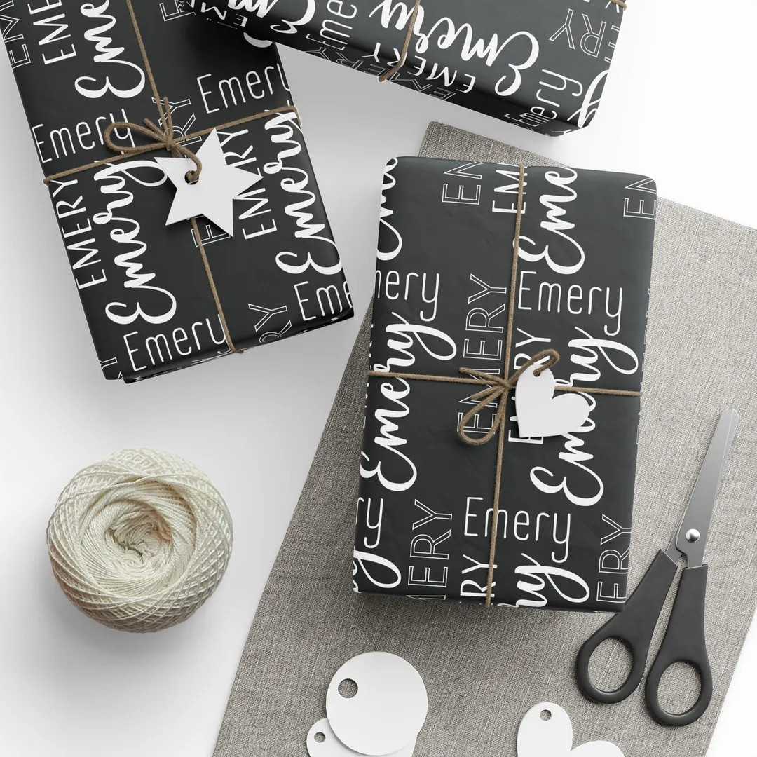 Modern Personalized Name Christmas Gift Wrapping Paper Custom Christmas Paper Gift Wrap Unique Pa... | Etsy (US)