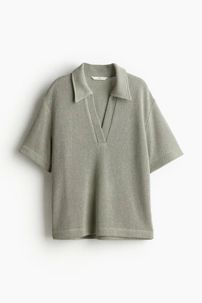 Top with Collar - Sage green - Ladies | H&M US | H&M (US + CA)