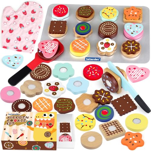 Wooden Cookie Play Food Set for Kids Kitchen Accessories Food Toys for Toddlers 1-3 Pretend Play ... | Amazon (US)