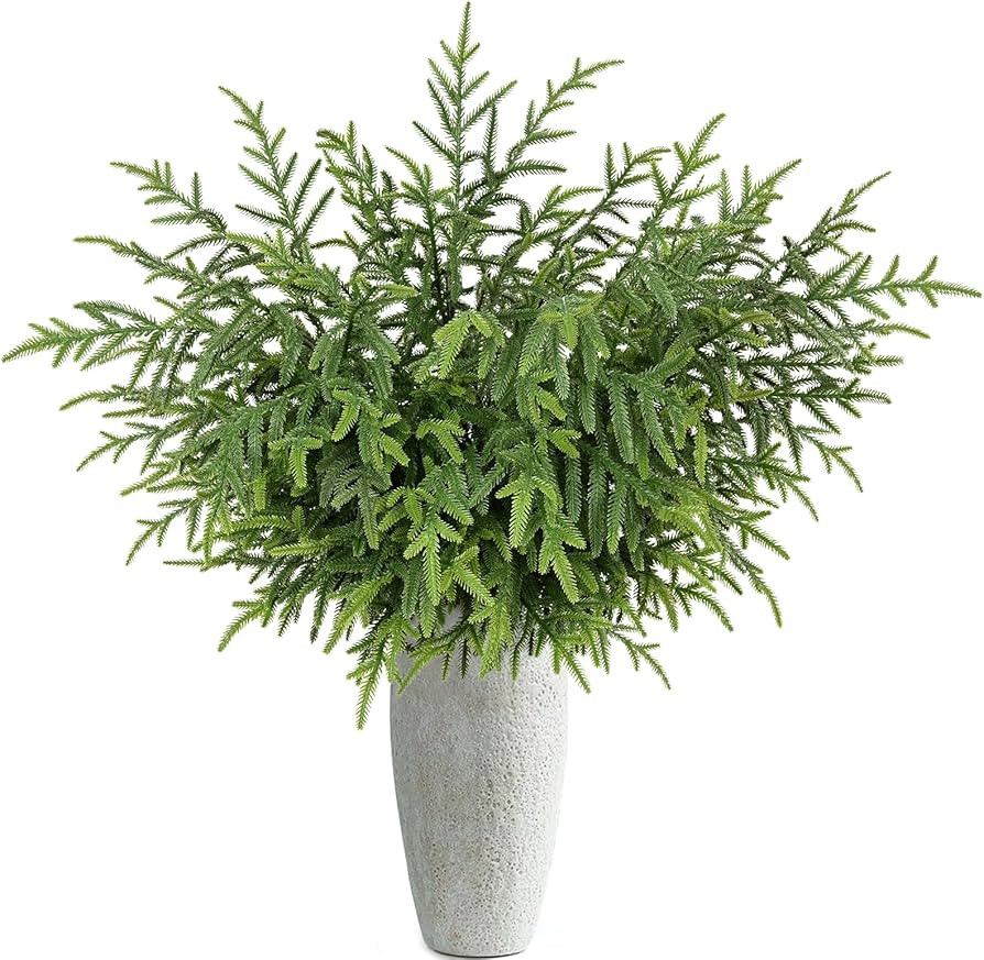 12 Pcs Christmas Norfolk Pine Stems, 36 Inch Real Touch Artificial Norfolk Pine Branches Christma... | Amazon (US)