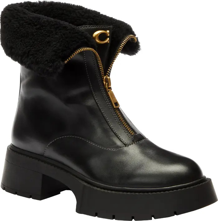 Leah Genuine Shearling Trim Platform Zip Boot (Women) | Nordstrom