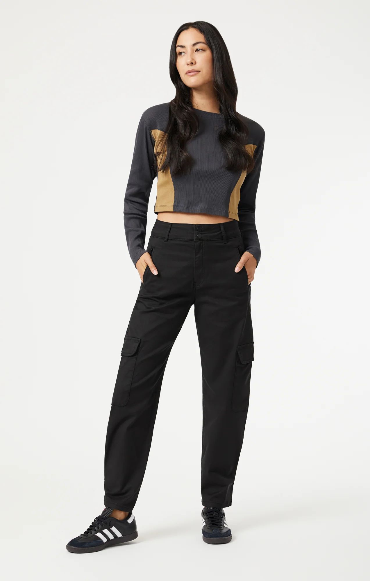 Mavi Women's Elsie Cargo Pants In Black Luxe Twill | Mavi CA
