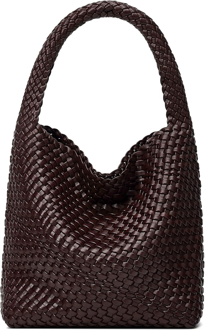 Woven Tote Bag for Women: Handmade Vegan Leather Purse for Vacation - Lightweight & Magnetic Clos... | Amazon (US)