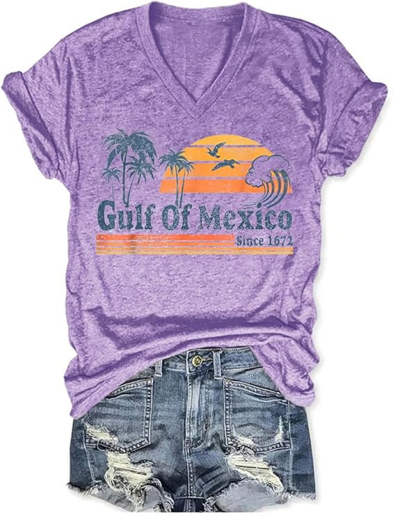 Gulf of Mexico T Shirt Graphic Mexico Shirts for Women Retro Beach Tops | Amazon (US)