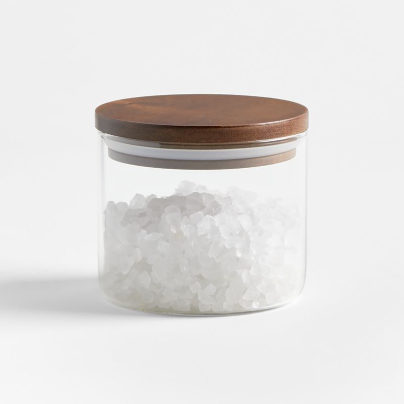 Crate & Barrel Small Glass Canister with Wood Lid + Reviews | Crate & Barrel | Crate & Barrel