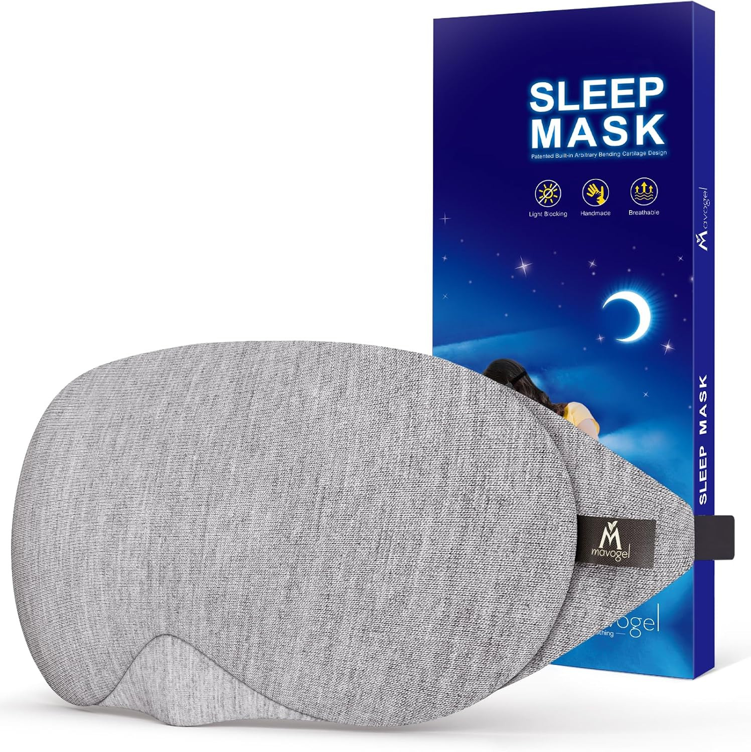 Mavogel Cotton Sleep Eye Mask, Light Blocking with Adjustable Nose Bridge | Amazon (US)