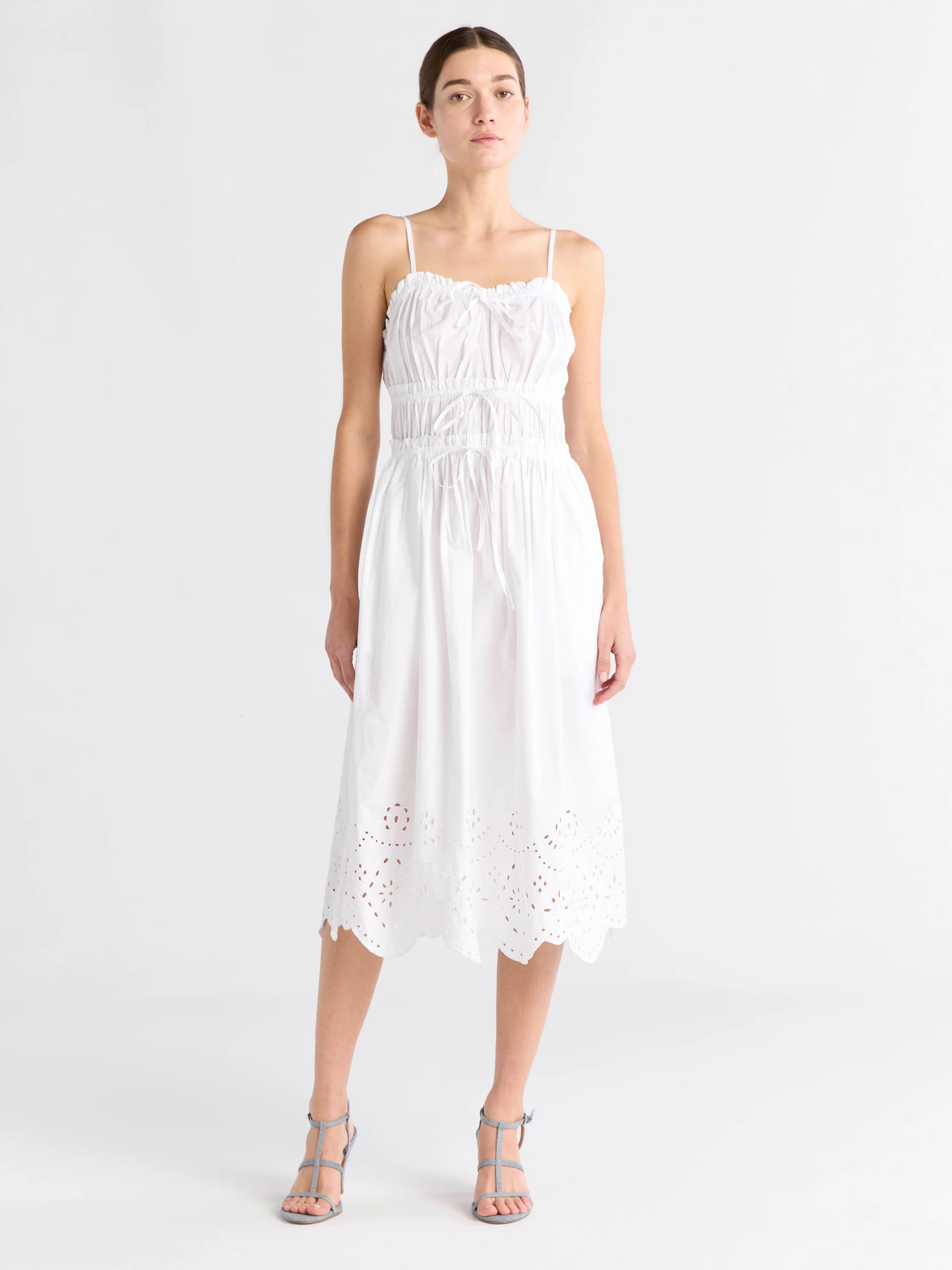 Free Assembly Women's Sleeveless Cotton Midi Dress with Bow Front, Sizes XS-XXL - Walmart.com | Walmart (US)