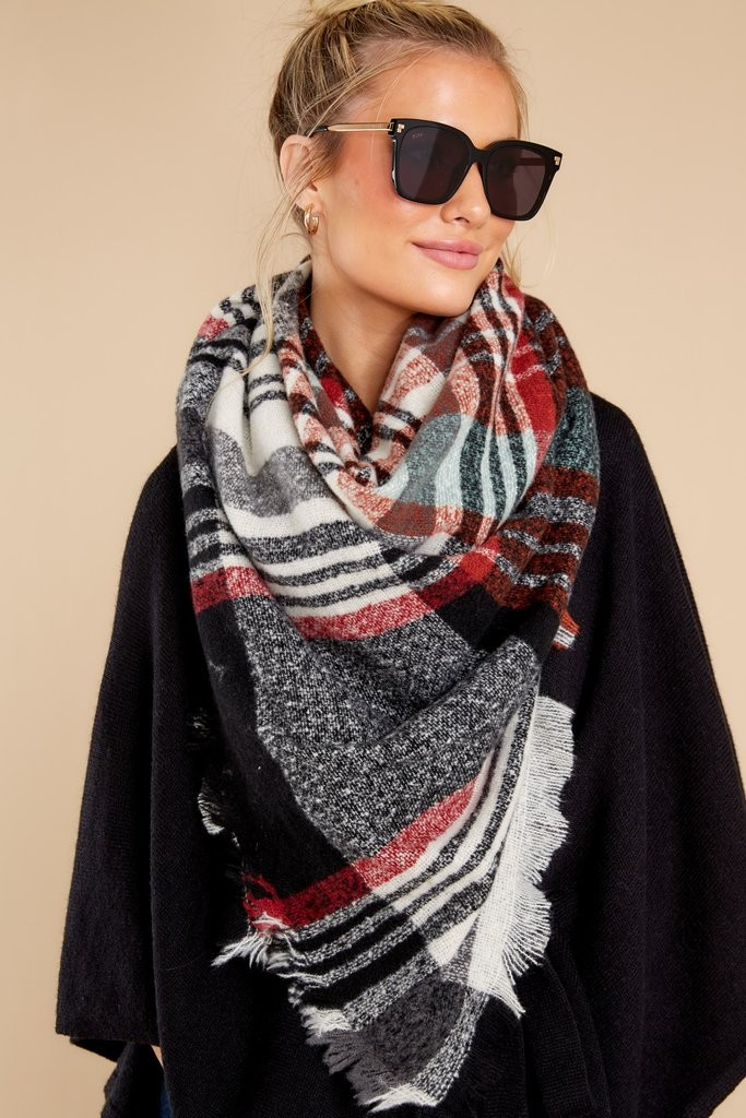 Bonfire Nights Black Plaid Scarf | Red Dress 