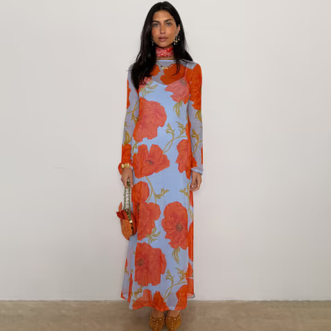 Blue Poppy Aria Dress Petite | Never Fully Dressed (UK & IE)