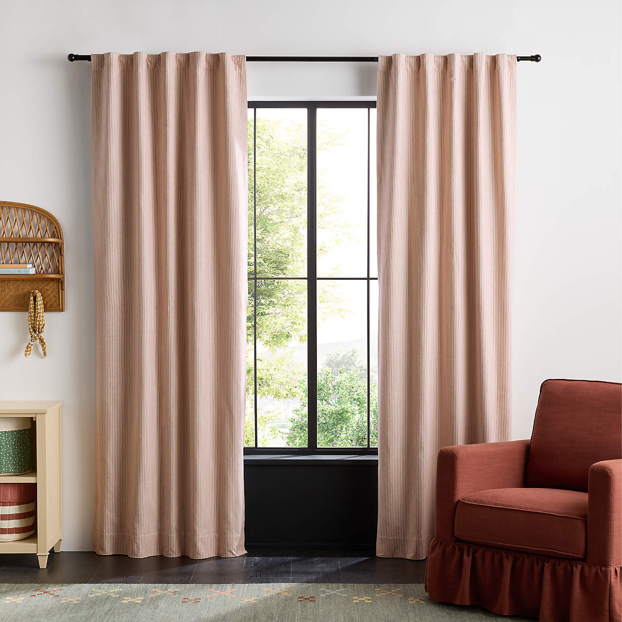 French Ticking Stripe Blackout Curtain Panel 44" x 63" by Sharland England + Reviews | Crate & Ki... | Crate & Barrel