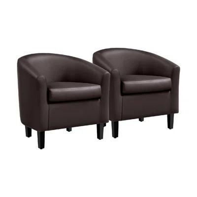 Leather Club Chair, Faux Leather Accent Chair, Modern Living Room Armchair With Wood Legs And Padded Seat For Bedroom Reception Room | Wayfair North America