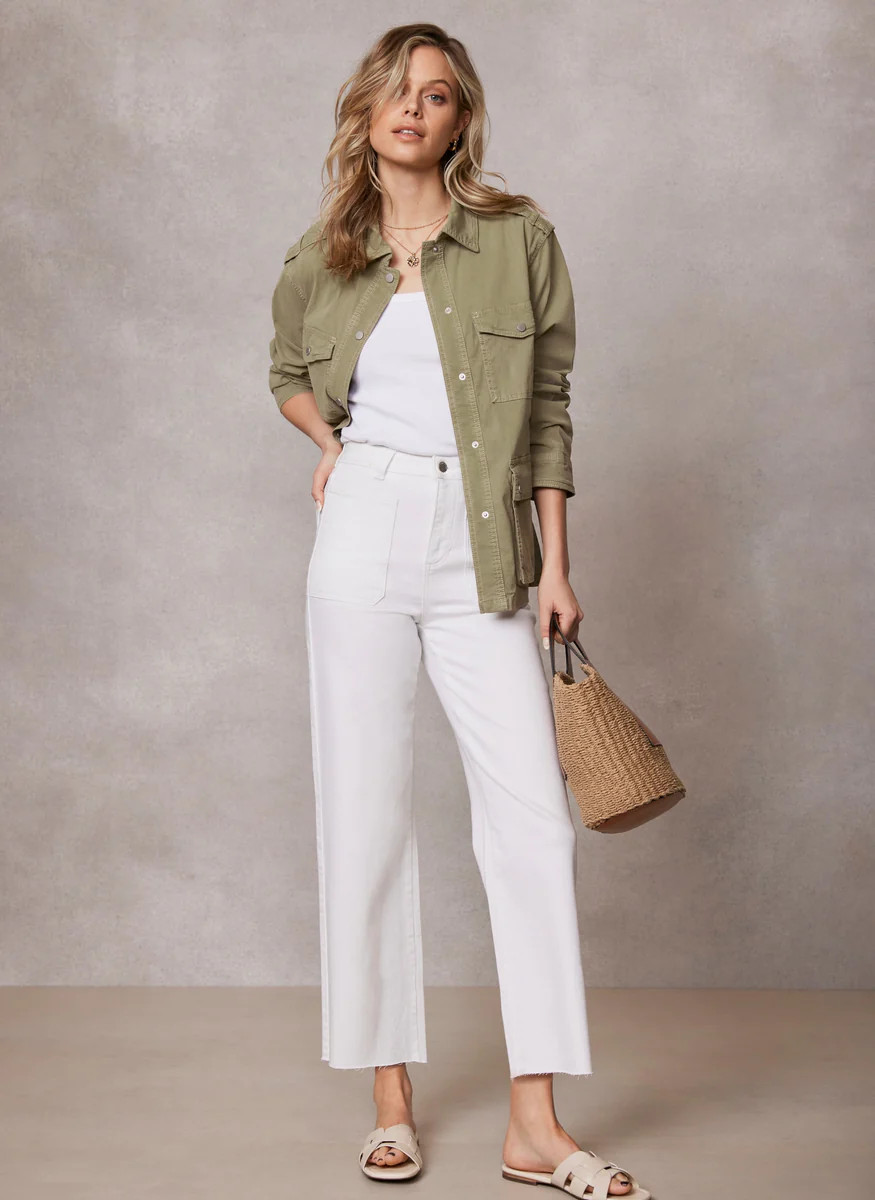 White Crop Wide Pocket Jeans | Mint Velvet