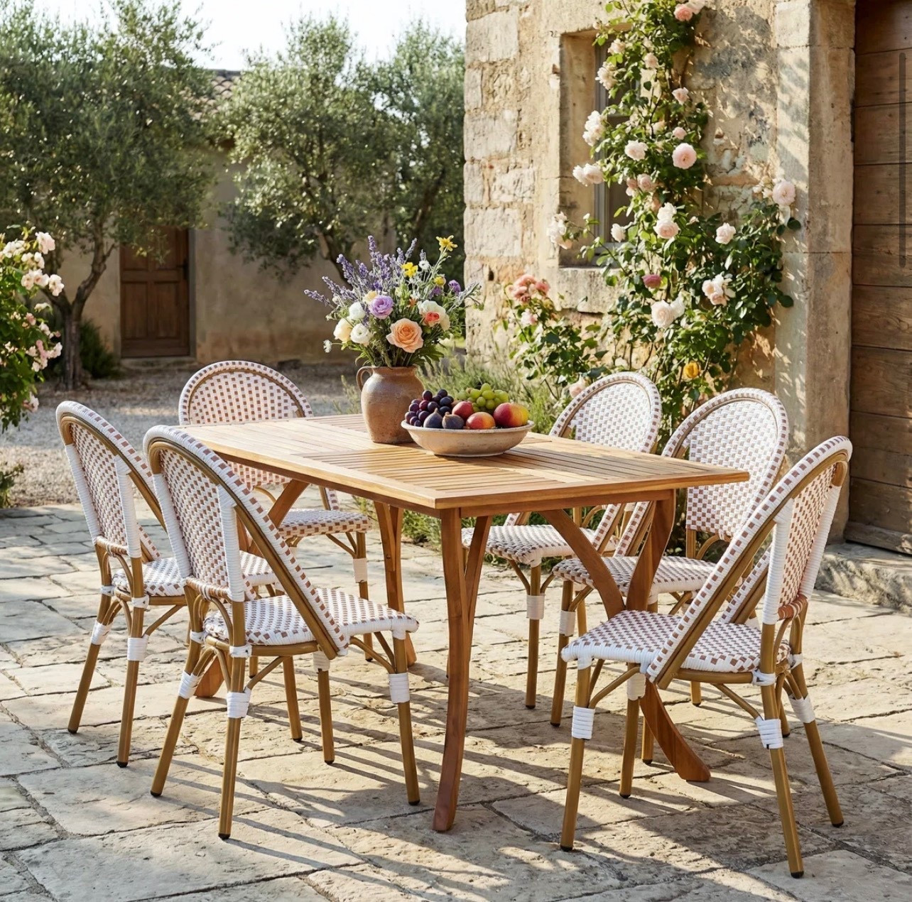 Marseille 7-Piece french Aluminum & Acacia Dining Set With Handwoven PE Rattan Detailing

#LTKSeasonal #LTKMothersDay #LTKHome