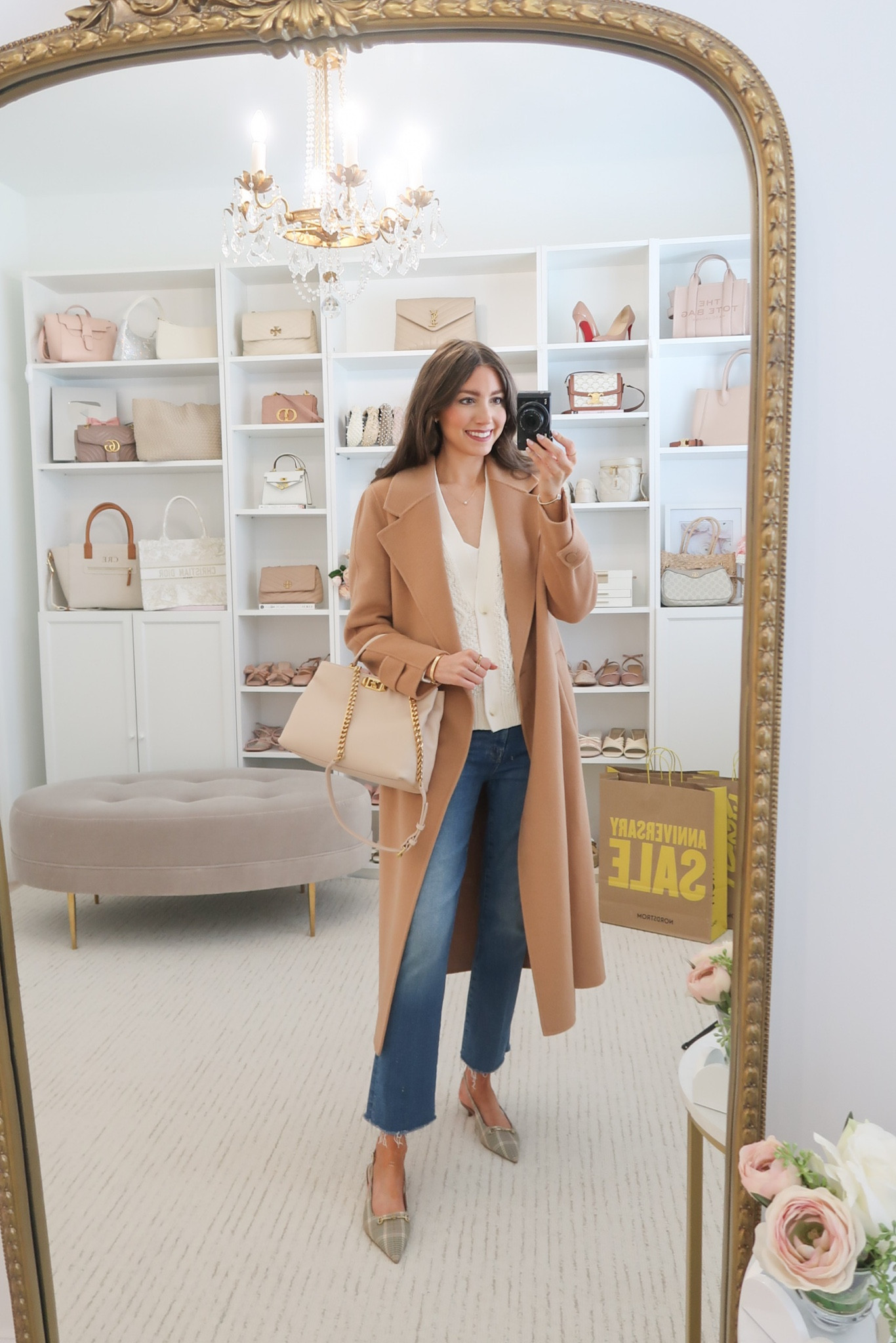 Nordstrom Anniversary Sale outfit! Caslon Pima cotton sweater (TTS)
Mother jeans(size up)
Reiss belted coat (size up if in between)
Sam Edelman plaid kitten heels TTS 

#LTKxNSale #LTKSaleAlert #LTKSummerSales