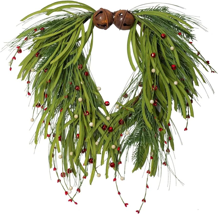 NeoL'artes 22 Inch Green Grapevine Front Door Wreath with Bells and Berries for Christmas Home De... | Amazon (US)