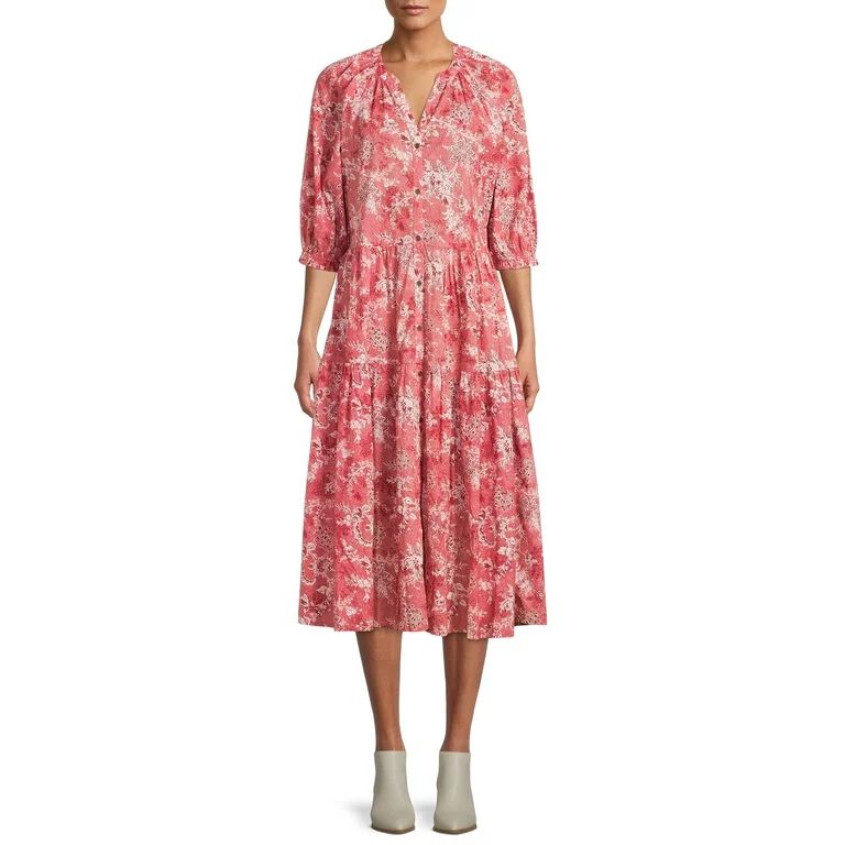 Time and Tru Women's Peasant Dress with Short Sleeves - Walmart.com | Walmart (US)