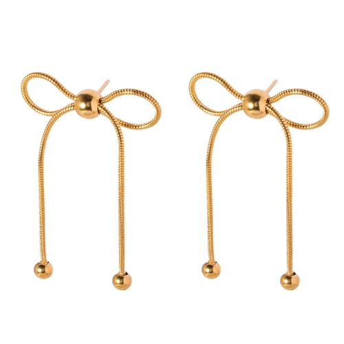 TONLUYAX Gold Bow Earrings for Women Ribbon Bowknot Drop Dangle Earrings Fashion Jewelry | Amazon (US)