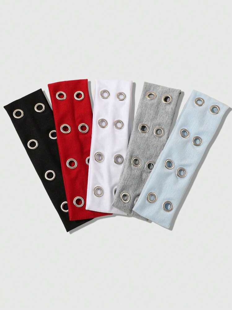 ROMWE Grunge Punk 5pcs Solid Color Metallic Punk Y2K Edgy Sporty Headbands, Versatile Fashion Acc... | SHEIN