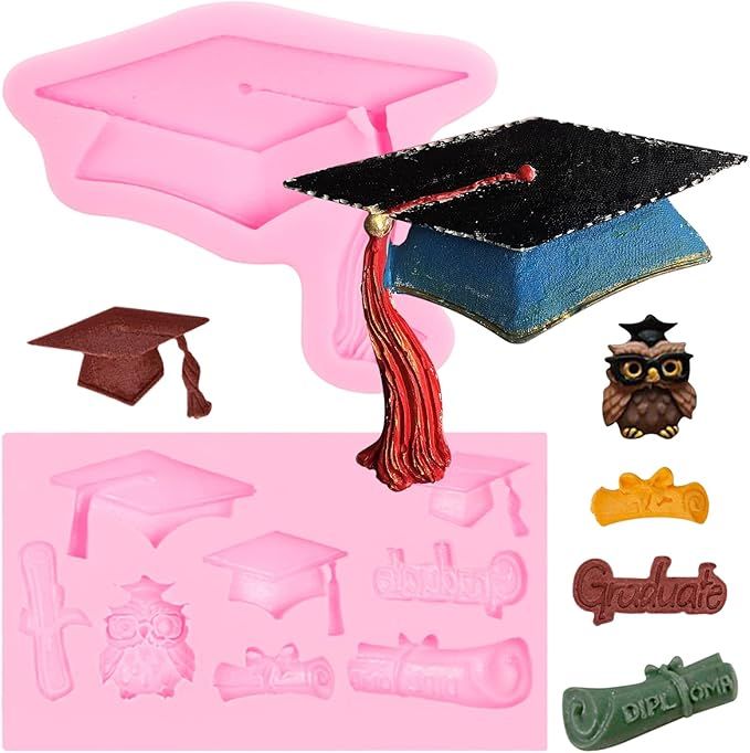 Graduation Cap Fondant Mold, Graduation Hat Silicone Chocolate Mold for Candy, Cake Decorations, ... | Amazon (US)