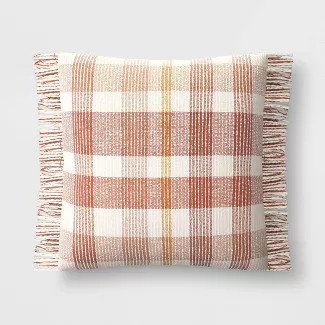 Plaid Square Throw Pillow Cream/Gold - Threshold™ | Target