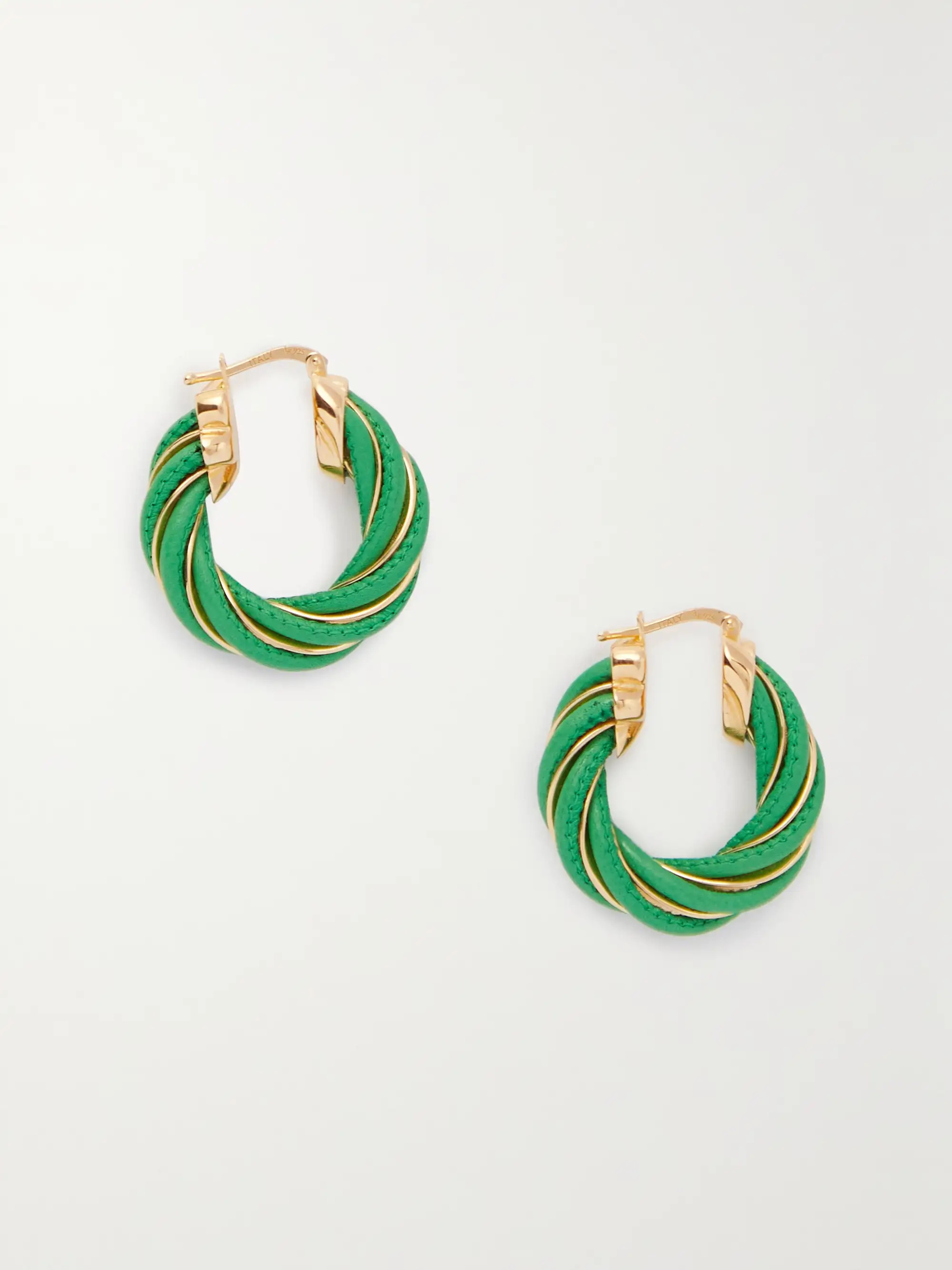 Twist gold-tone and leather hoop earrings | NET-A-PORTER (US)