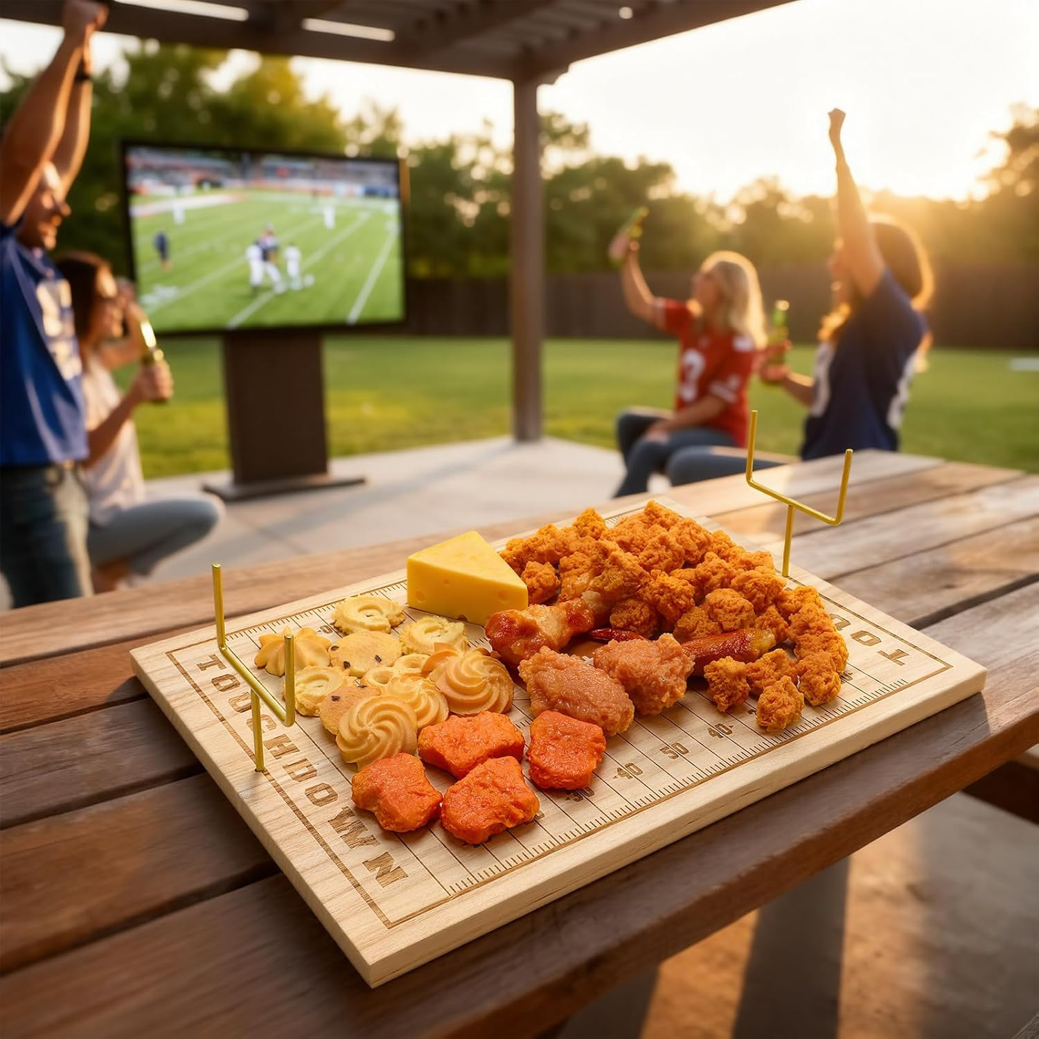 Football Field Charcuterie Board Cutting Board Serving Trays with Goal Posts, Large Wooden Servin... | Amazon (US)