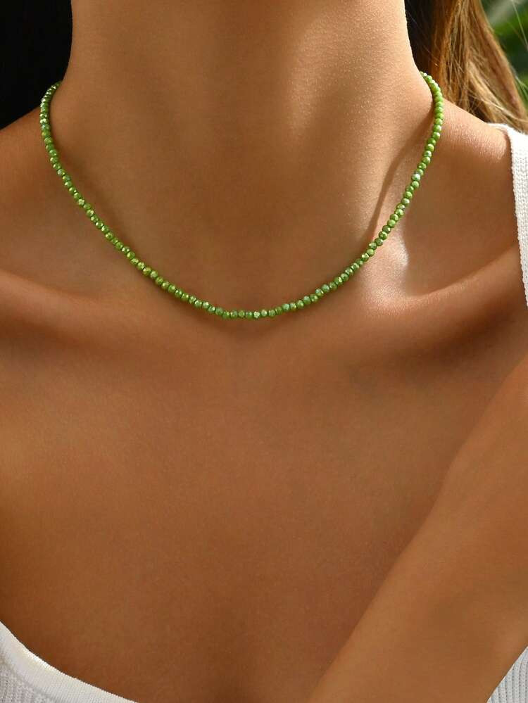 1pc Women's Jelly Color Minimalist Beaded Necklace | SHEIN