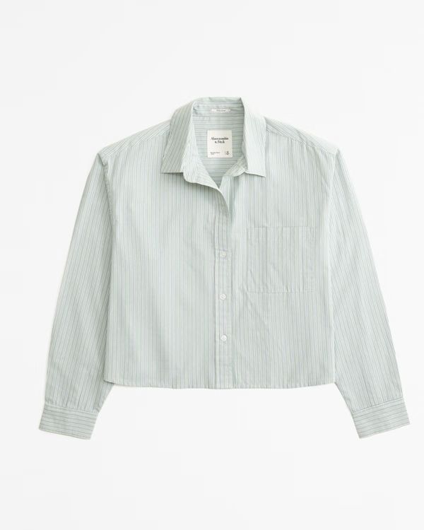 Women's Oversized Cropped Poplin Shirt | Women's Tops | Abercrombie.com | Abercrombie & Fitch (US)