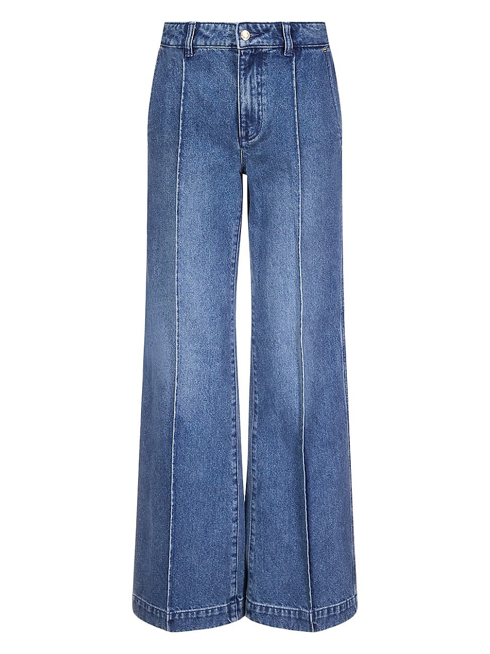 Women's Pintuck Wide-Leg Jeans - Dusk Blue Wash - Size 2 | Saks Fifth Avenue