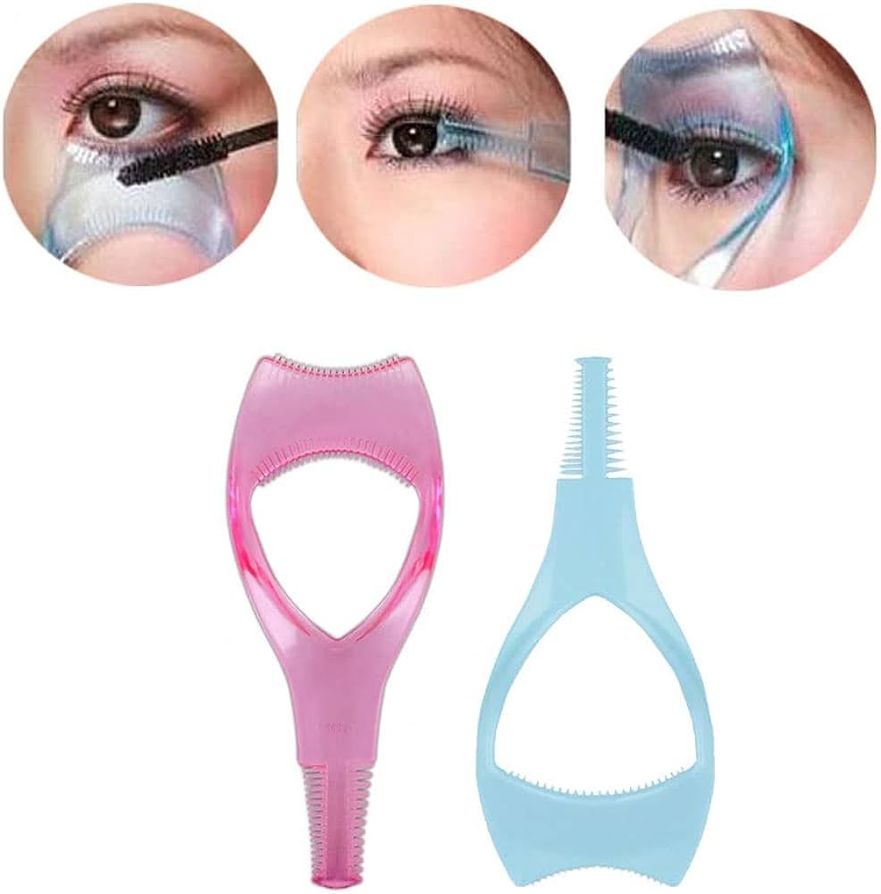 Eyelash Brush Tool，2pcs 3 in 1 Makeup Cosmetic Eyelash Tool Upper Lower Eye Lash Mascara Guard ... | Amazon (US)