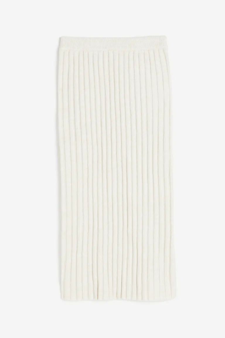 Rib-knit Skirt - Natural white - Ladies | H&M US | H&M (US + CA)