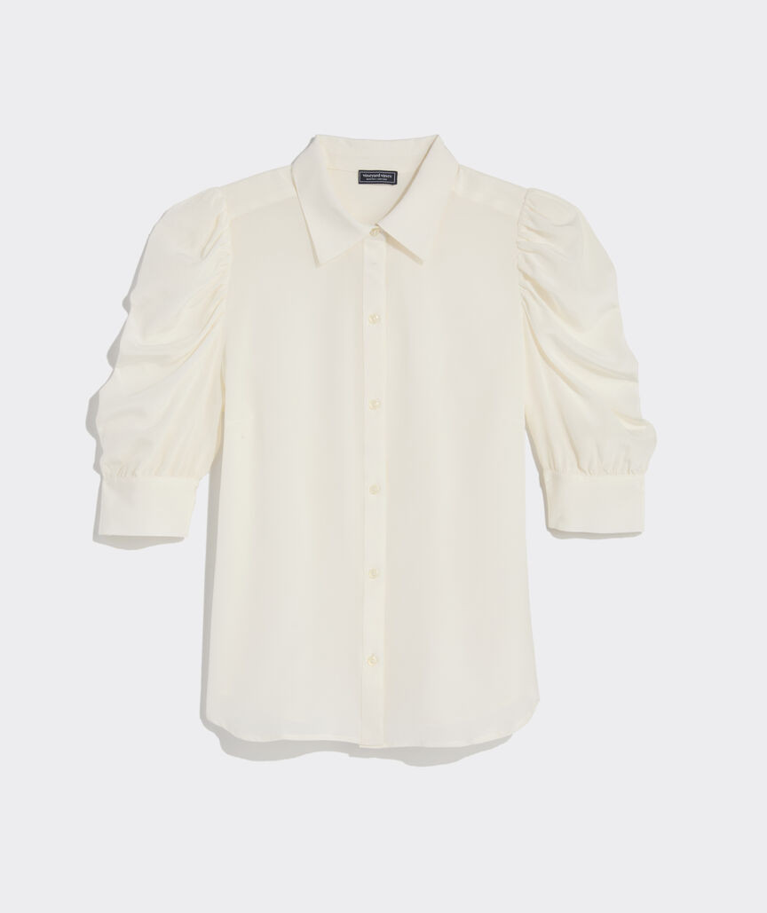 Puff-Sleeve Button-Front Blouse | vineyard vines