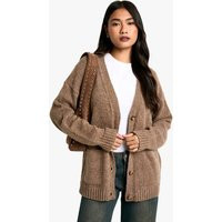 Womens Soft Knit Button Through Cardigan - Brown - S | boohoo (US & Canada)
