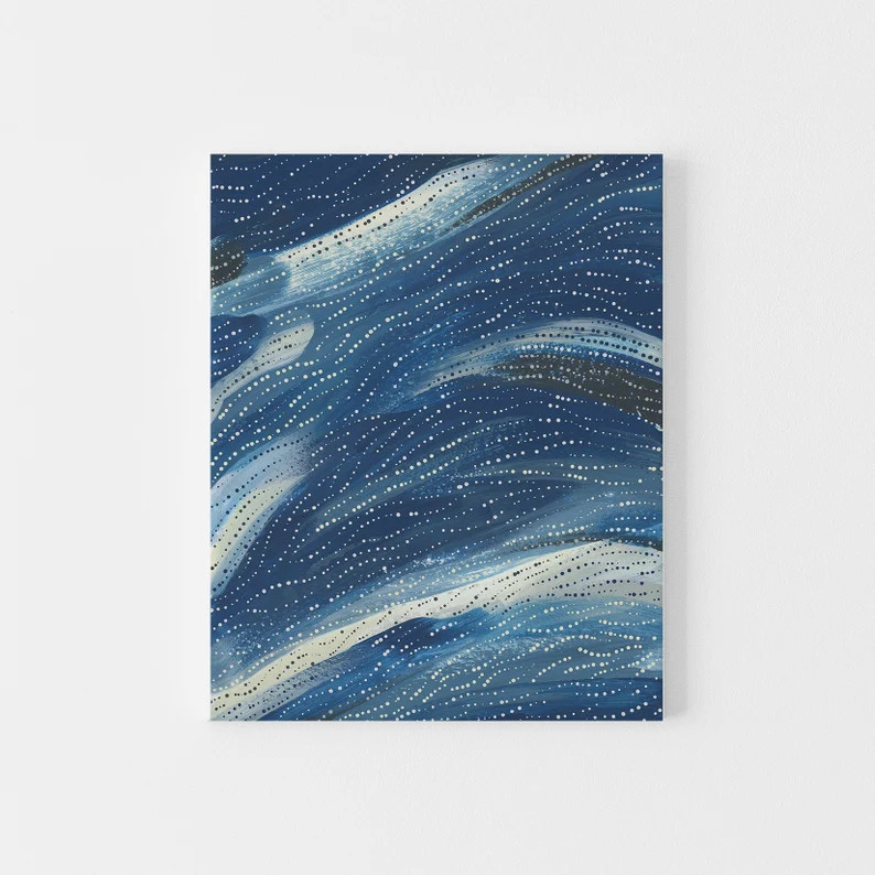 Modern Abstract Wave Painting Ocean Decor Coastal Wall Art Sea | Etsy | Etsy (US)