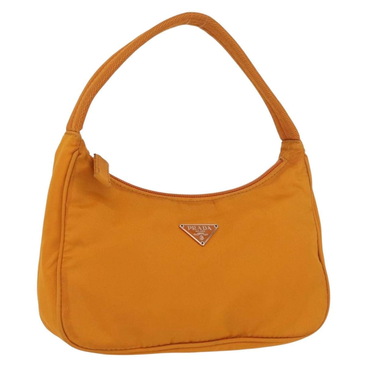 Authenticity GuaranteePRADA Hand Bag Nylon Orange Gold Auth ARZ521V | eBay US