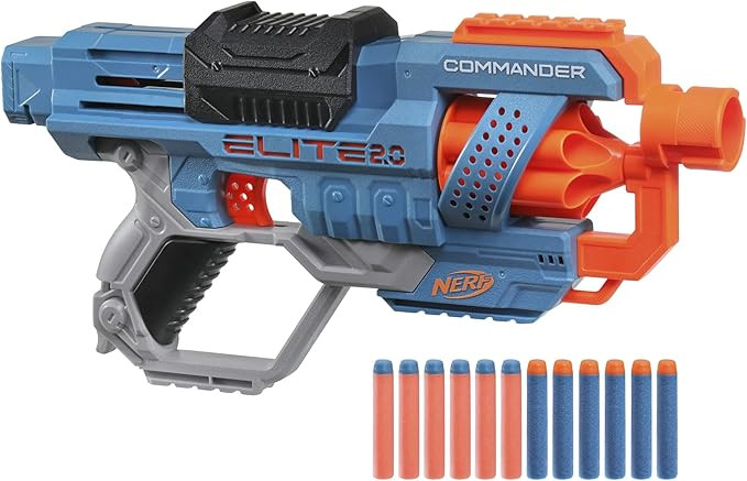 NERF Elite 2.0 Commander RC-6 Blaster, 12 Elite Darts, 6-Dart Rotating Drum, Tactical Rails, Barr... | Amazon (US)