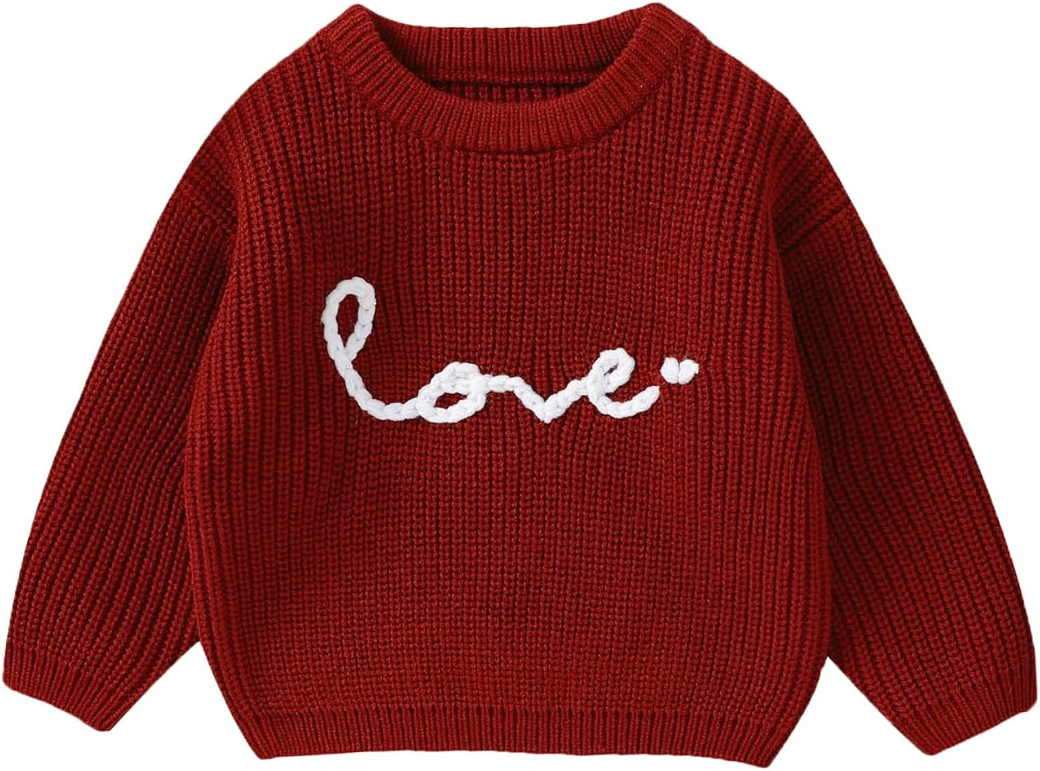 Gueuusu Toddler Baby Boy Girl Valentine's Day Sweater Love Embroidery Knit Pullover Sweatshirt Sp... | Amazon (US)