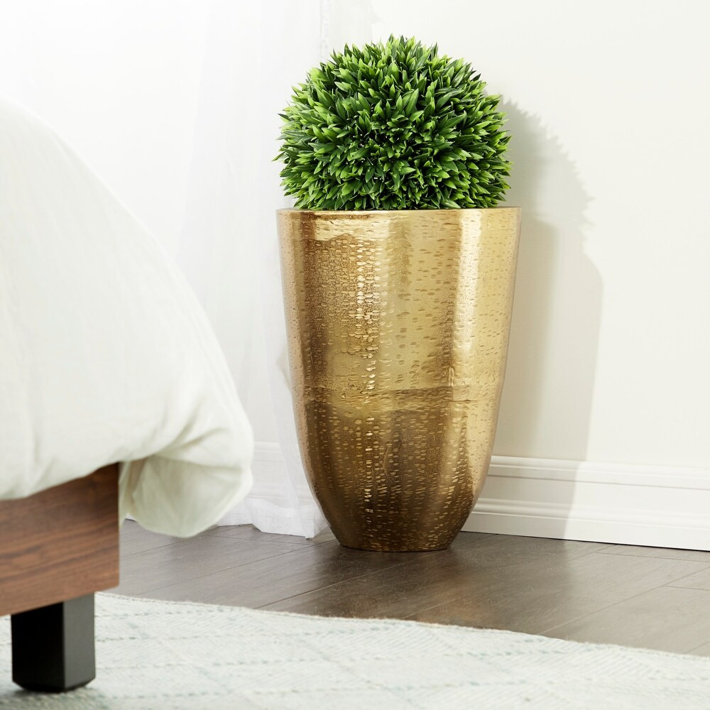 Modern Large Cylindrical Aluminum Gold Floor Vase, 12.5" x 18.25 - 13 x 13 x 18 (Gold - 13 x 13 x 18 | Bed Bath & Beyond