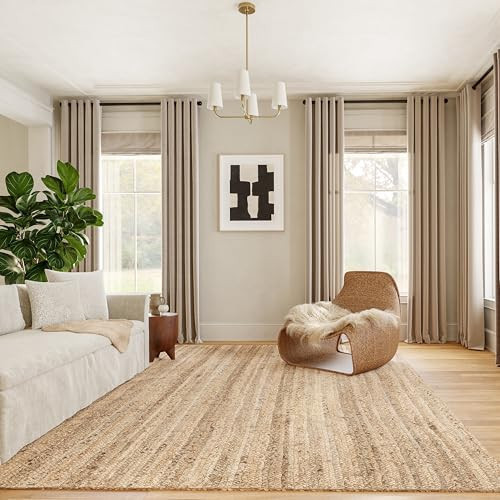 nuLOOM 8x10 Rigo Jute Hand Woven Area Rug, Natural, Solid Farmhouse Design, Natural Fiber, For Bedroom, Living Room, Dining Room, Hallway, Office, Kitchen, Entryway | Amazon (US)