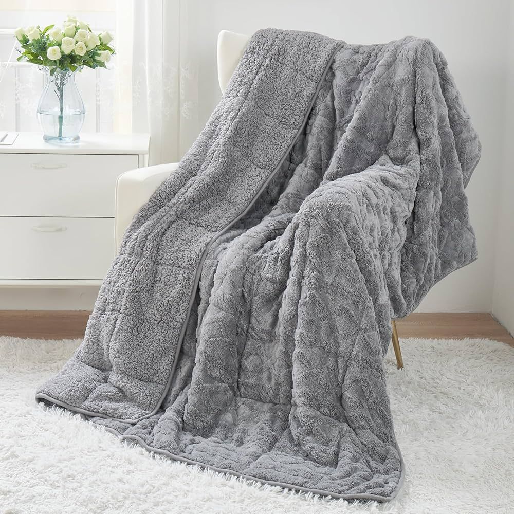 Queen Size Weighted Blanket 15 lbs for Adults, 60" x 80" 3D Stylish Jacquard Weighted Blankets fo... | Amazon (US)