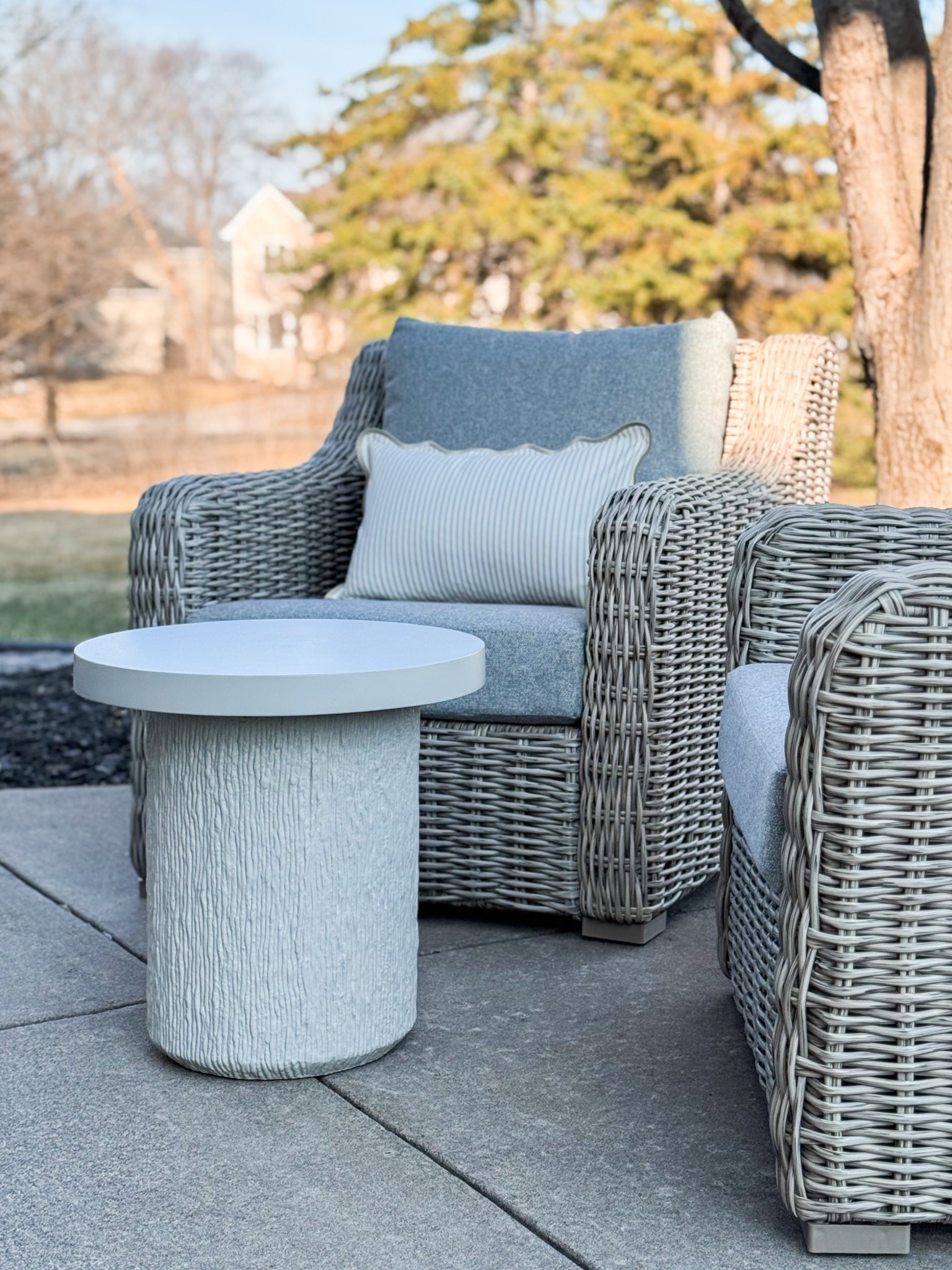 I love to have a few chairs out front especially in the spring when the cherry blossom trees are in full Bloom 🌸 these new lumbar pillows are a perfect pair with these chairs. Between the strips and scallops I’m in love! 

#LTKHome #LTKStyleTip #LTKSeasonal
