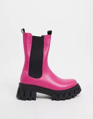 Koi Footwear Sentry vegan chunky boots in fuschia | ASOS (Global)