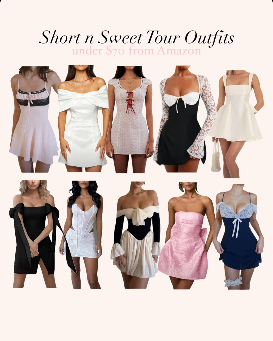 SHORT N SWEET TOUR OUTFITS FROM AMAZON

going out, party outfit, sequin outfit, black and white lace dress, white dress, black dress, pink dress,

#LTKFindsUnder50