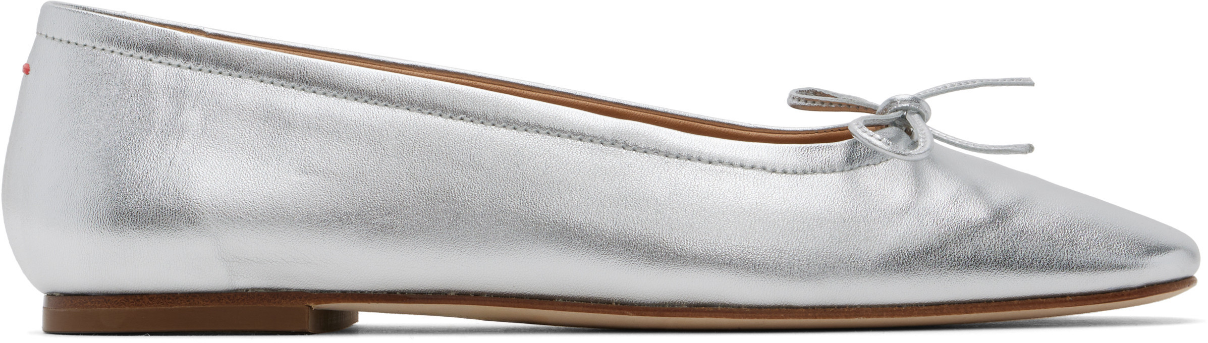 Aeyde Silver Delfina Leather Ballerina Flats | SSENSE