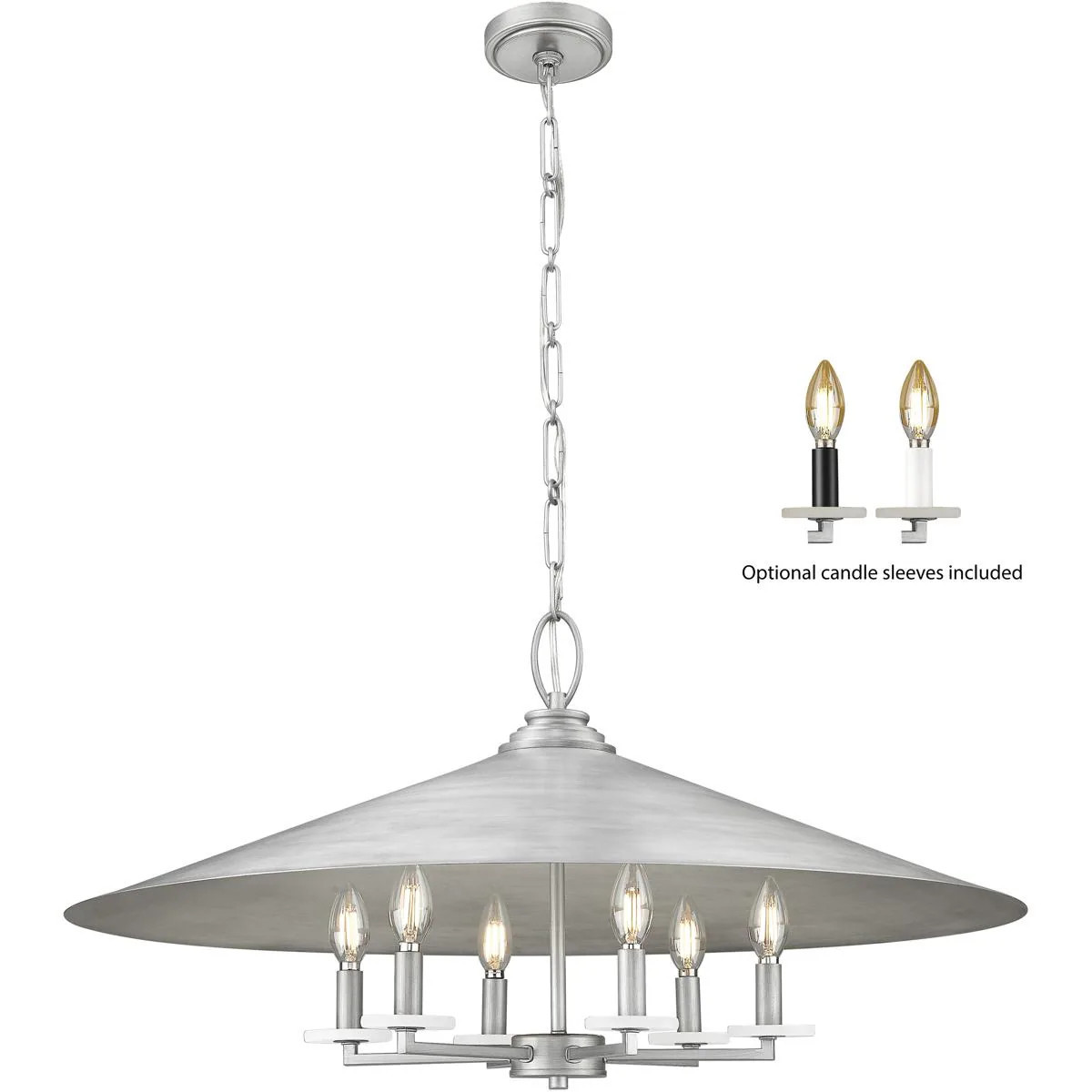 Z-Lite Rialto 6 -Light Signature Pewter Transitional Metal Lantern Hanging Pendant Light one_size | 1953-32SPT | Lowe's