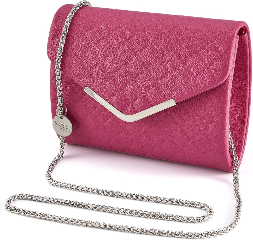 Ava&Lina Clutch Purse for Women, Silver Quilted Clutch, Adjustable Chain Quilted Crossbody | Amazon (US)